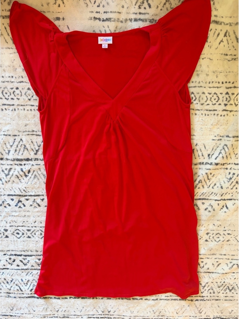 LuLaRoe Red Flutter Sleeve V-Neck dress Medium